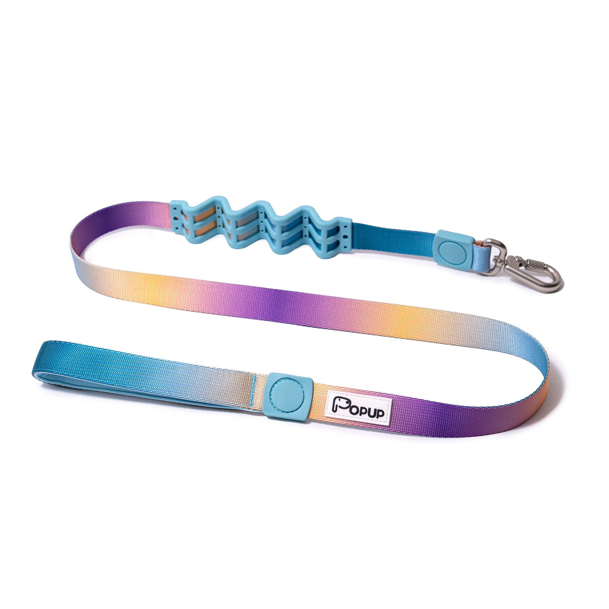 PoPupJoys AURA leash with aurora-inspired gradient colors and shock-absorbing spring—designed for style and comfortable walk.