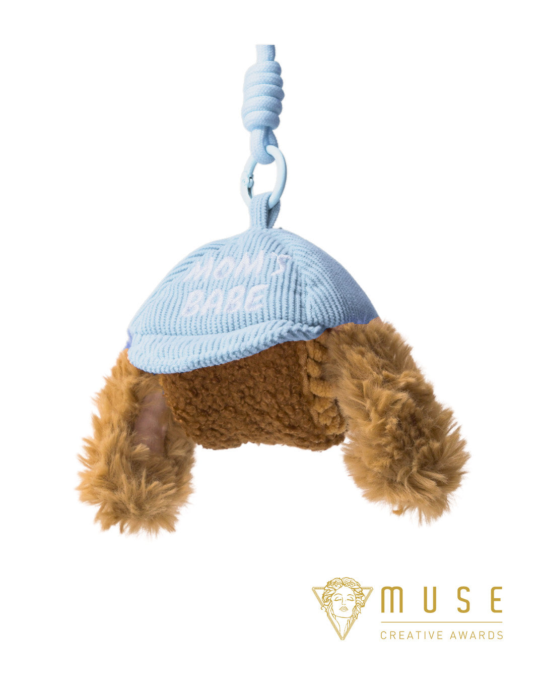 Blue CLIK compact travel dog enrichment toy with blue clip and layered treat pocket, winner of a MUSE Creative Award