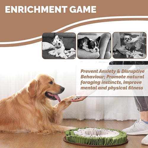 Dog enrichment mat designed to reduce boredom and provide mental stimulation for dogs
