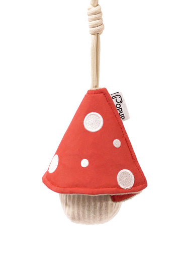 Popupjoys Red mushroom-shaped portable dog snuffle toy with white polka dots